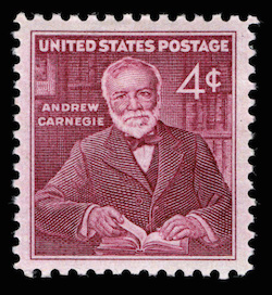 Andrew Carnegie image on a postage stamp